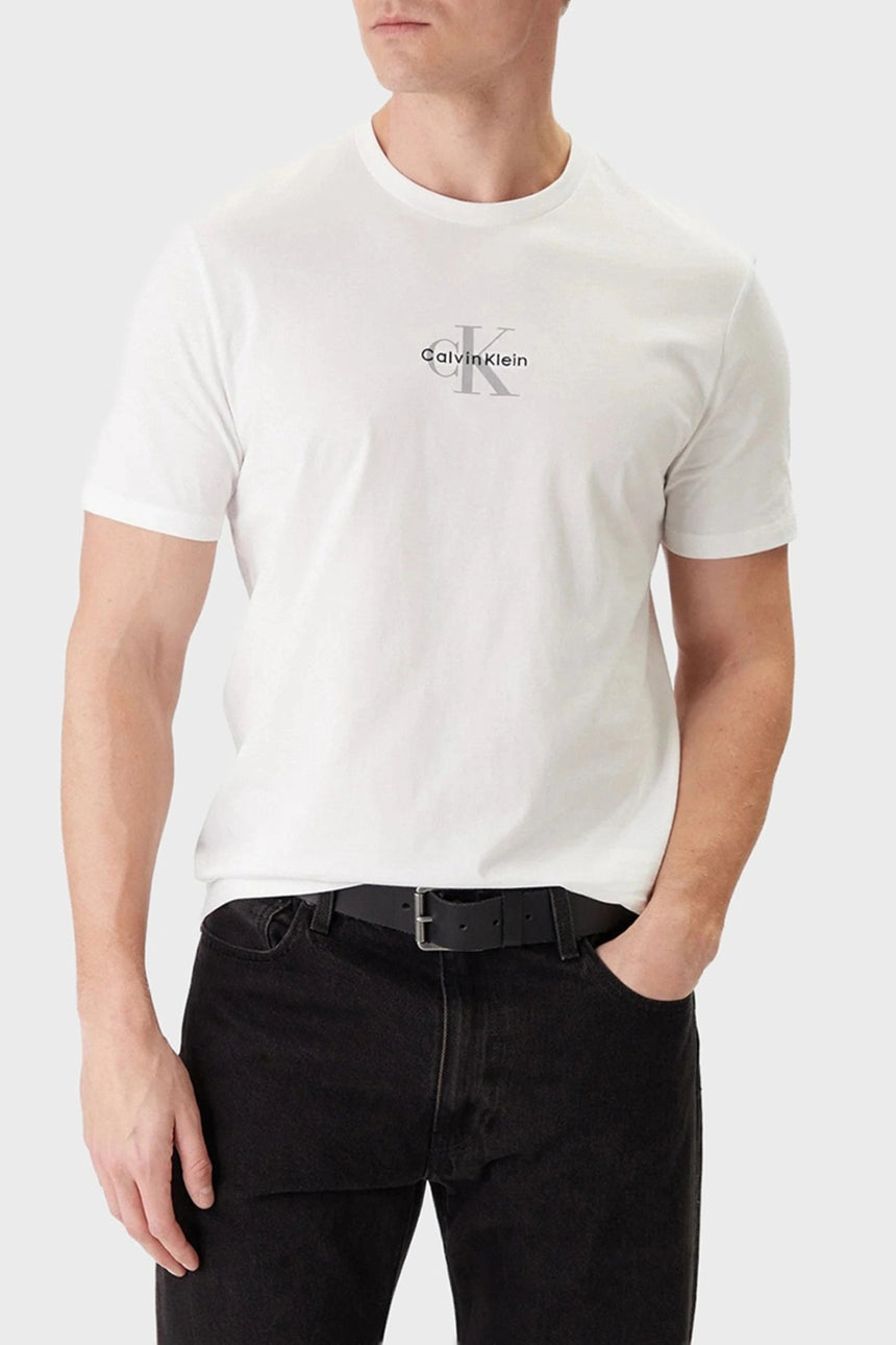 Calvin Klein Erkek SS 30S MICRO MONOLOGO GRAPHIC TE LV04RB866G - Beyaz