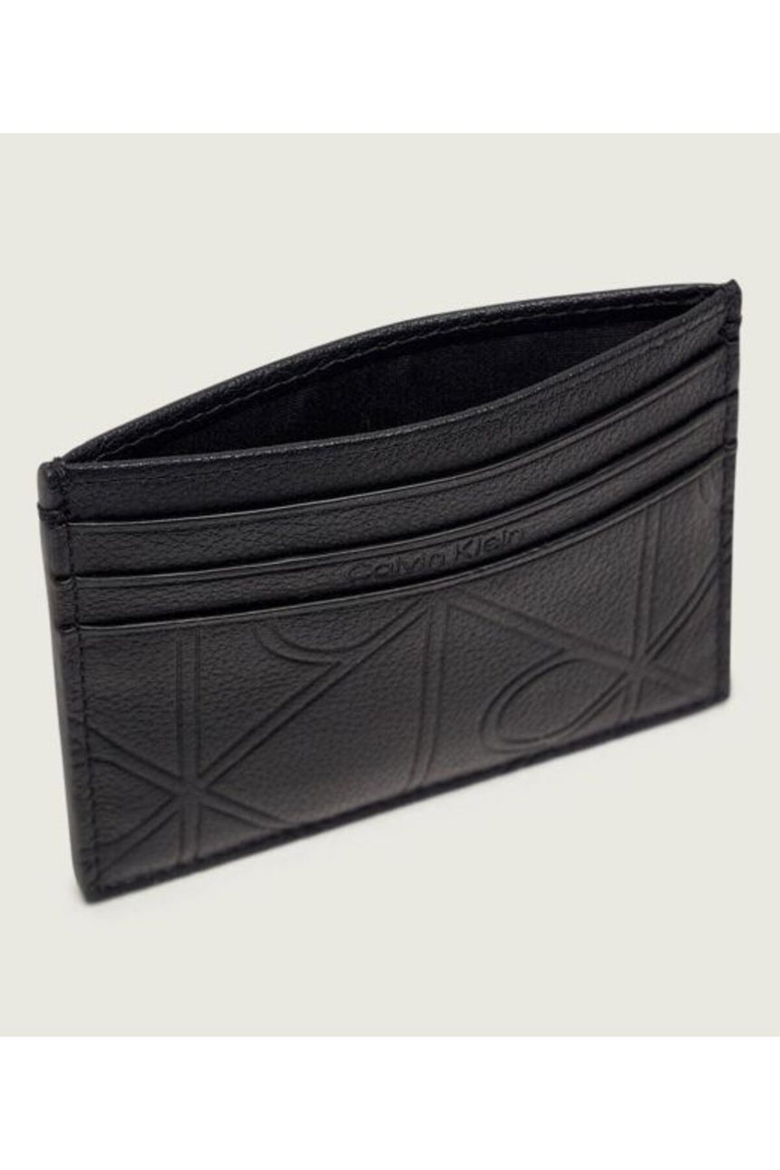 Calvin Klein Erkek XL EMBLEM AOP EMBSS CARD CASE LV04D1174G - Siyah