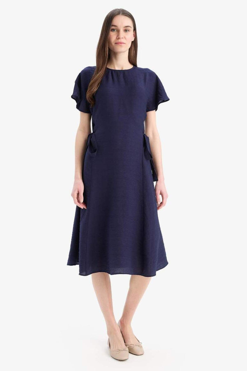 Defacto Kadın Short Sleeve Woven Dress E6028Ax - Koyu Lacivert