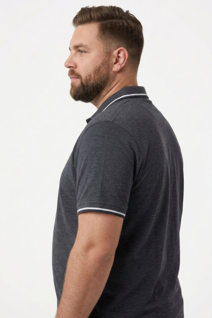 JACK&JONES PLUS JJEPAULOS POLO SS NOOS PLS 12143859 - Koyu Gri
