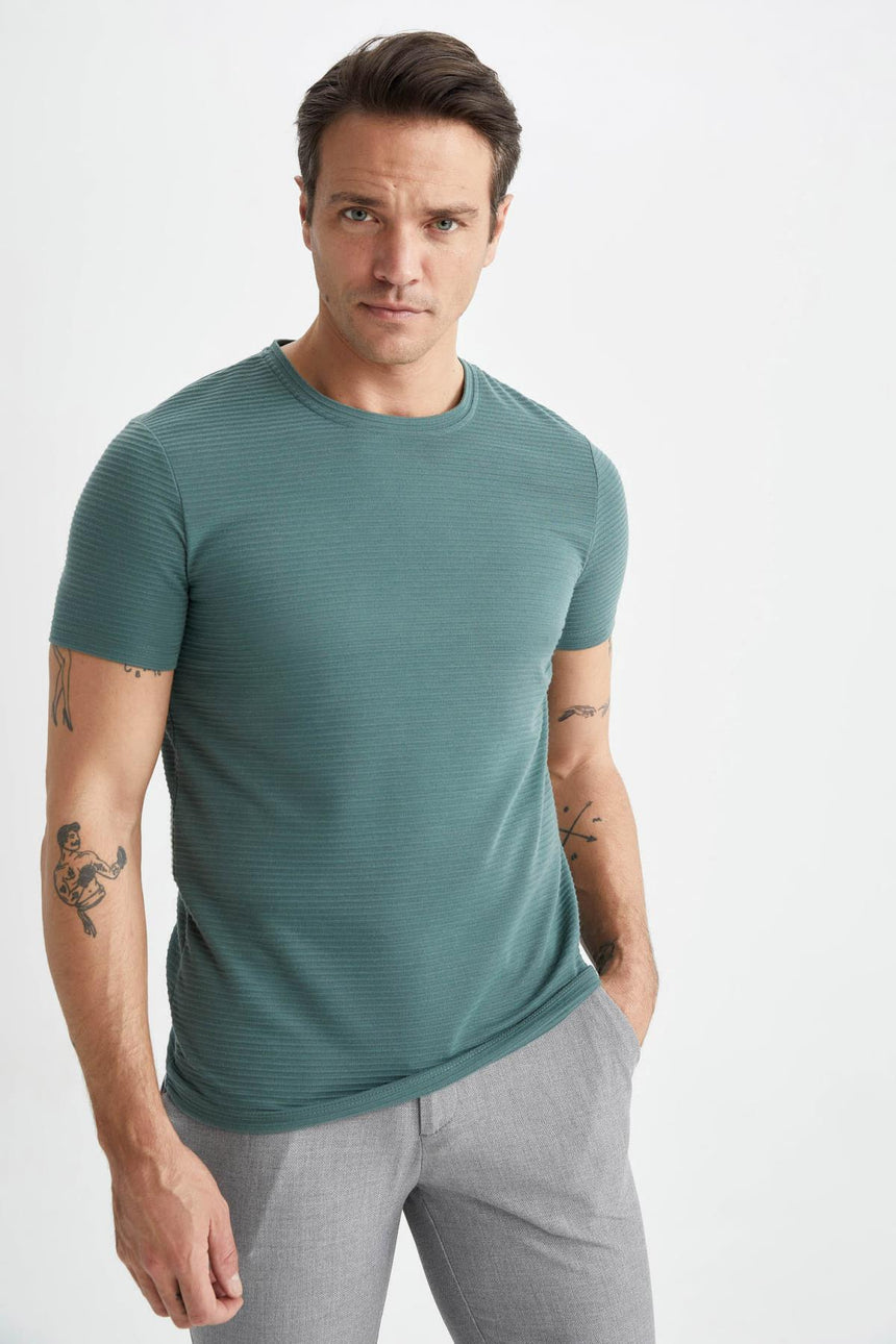 DeFacto M6608AZ Erkek T-Shirt - Yeşil