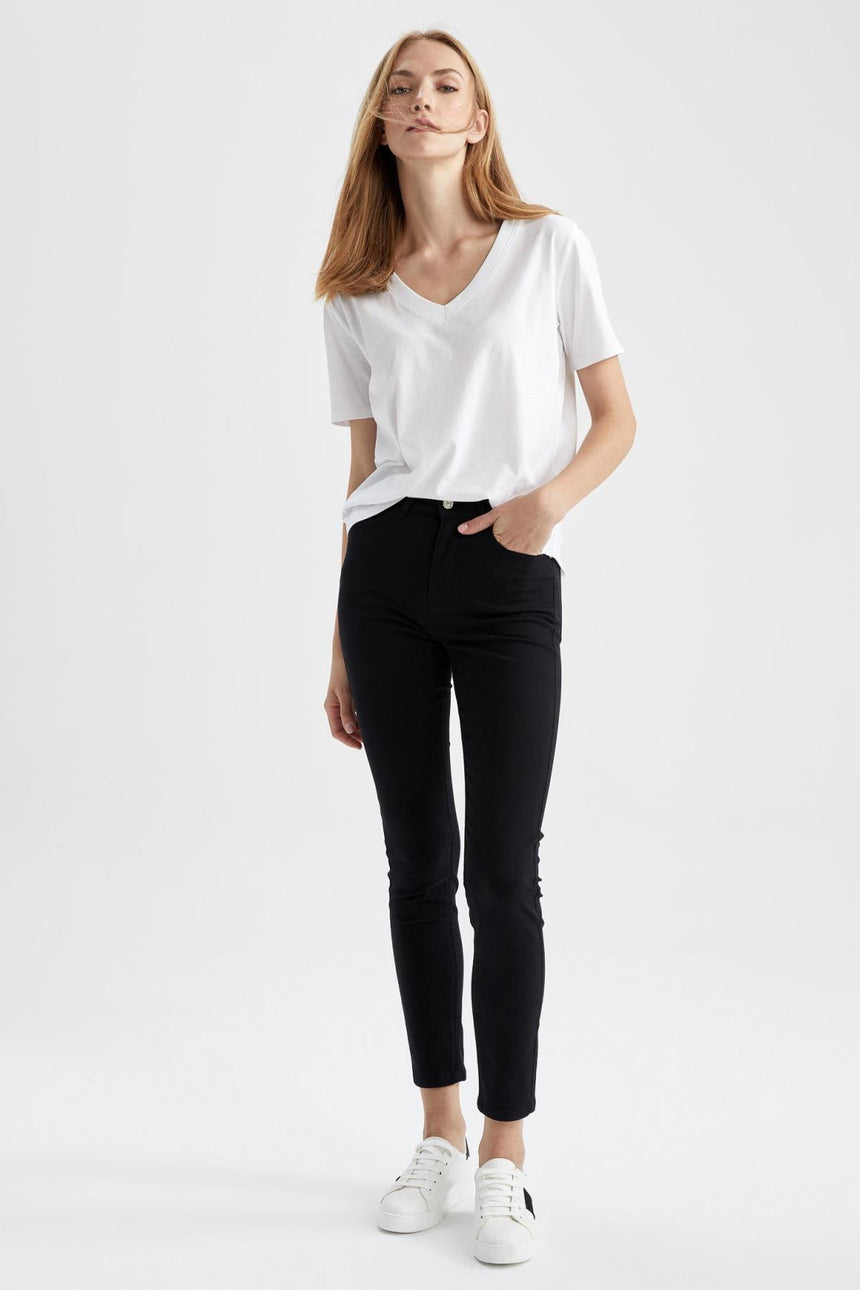 Defacto Kadın Short Sleeve T-Shirt W9578AZ - Beyaz