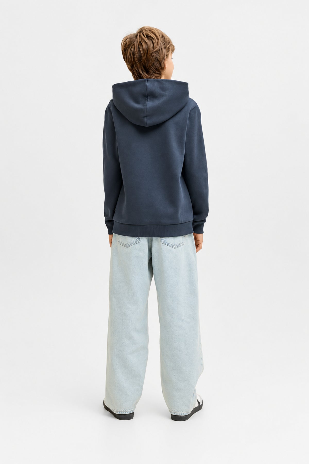 Jack & Jones Junior Fusion Erkek Çocuk Kapüşonlu Sweatshirt 12298237 - Koyu Lacivert / Koyu Gri