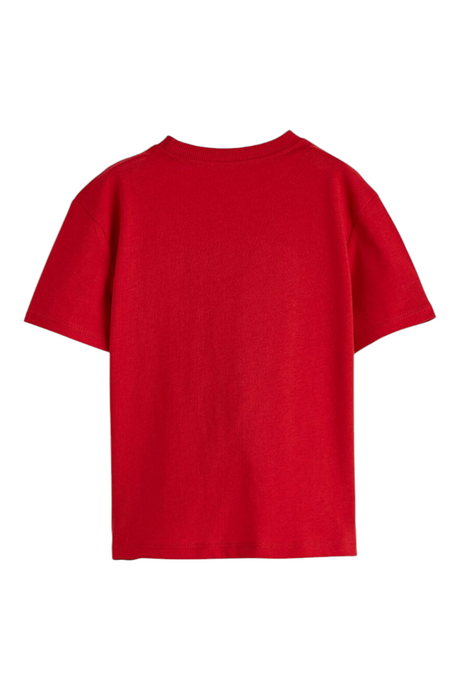 Sporline LC Waikiki çocuk kırmızı kısa kollu pamuklu t-shirt, arka görünüm