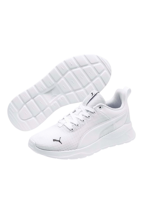 Sporline Puma Anzarun Lite beyaz fileli spor ayakkabı, SoftFoam+ taban teknolojisi ve yanlarda Puma Formstrip detayı.