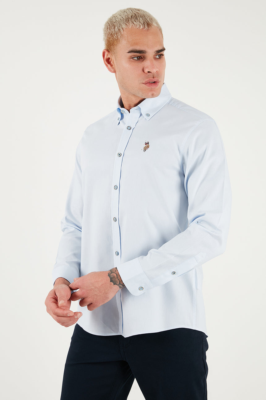 US POLO ASSN ERKEK Dokuma Gomlek G081SZ004 - AÇIK MAVİ