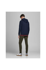 Jack & Jones Plus Basic Erkek Büyük Beden Kapüşonlu Fermuarlı Sweatshirt 12182493 - Koyu Lacivert