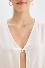 Defacto Kadın Long Sleeve Blouse D4435Ax - Kırık Beyaz
