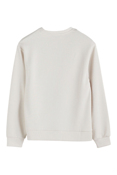 Sporline LC Waikiki açık gri renkli, pamuk karışımlı, loose kesim kadın sweatshirt arka görünümü