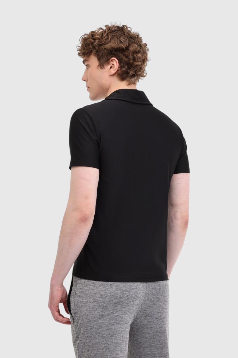 Sporline Lumberjack siyah erkek polo yaka tişört, arkadan görünüm, %100 tekstil kumaş