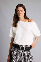 Defacto Kadın Short Sleeve T-Shirt H6703AX - Ekru