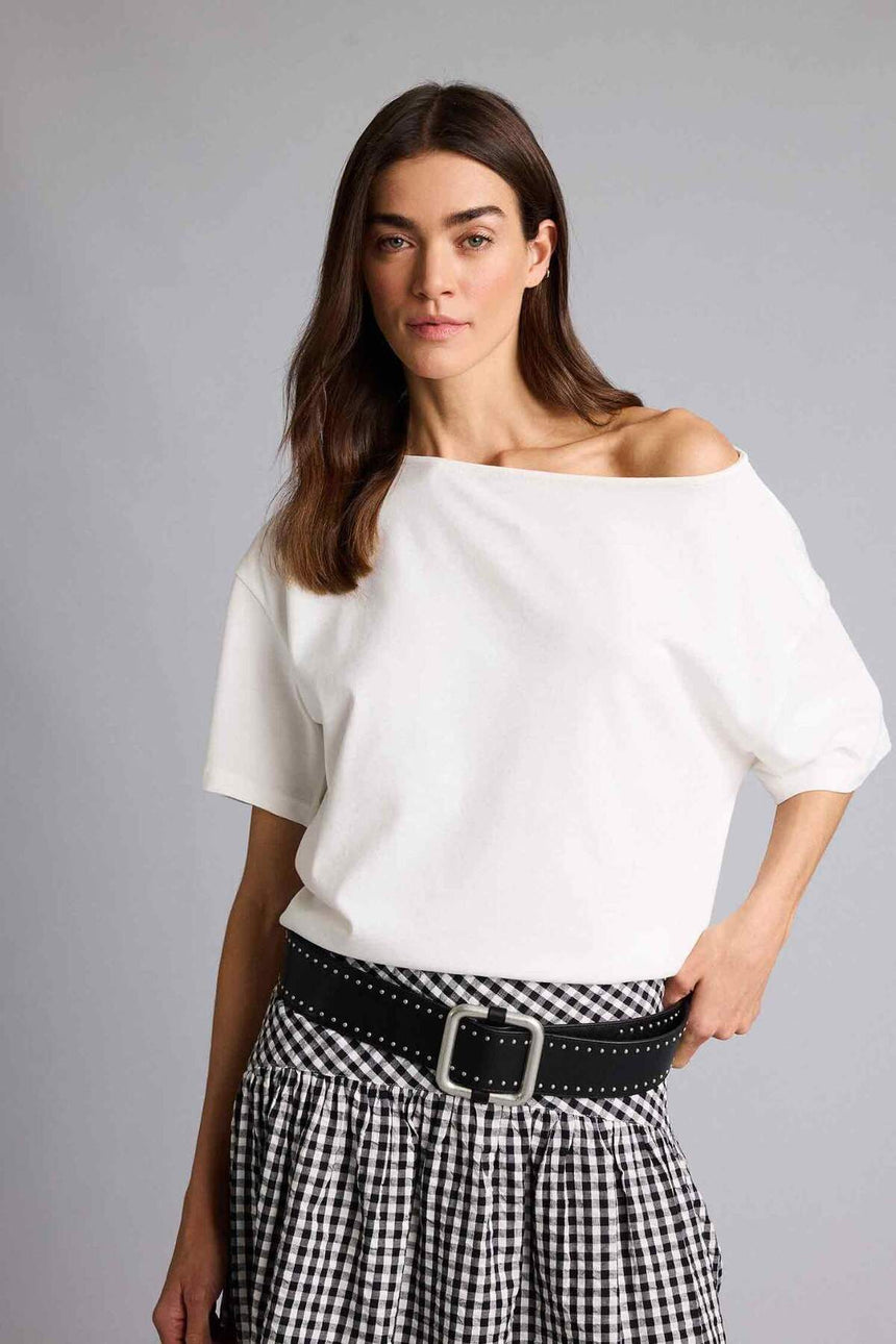 Defacto Kadın Short Sleeve T-Shirt H6703AX - Ekru