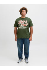 Jack & Jones Logo Erkek Büyük Beden T-Shirt 12284905 - Koyu Yeşil