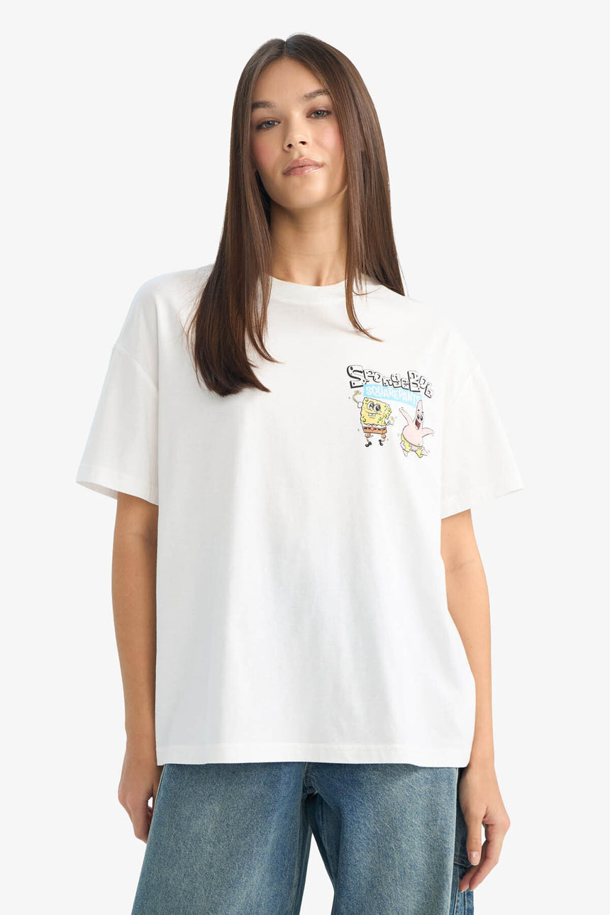 Defacto Kadın Short Sleeve T-Shirt G0847AX - Kırık Beyaz