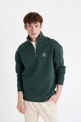 Defacto Erkek Sweat Shirt C6132AX - Koyu Yeşil