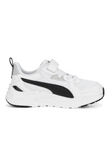 Sporline Puma Trinity Lite AC+ PS beyaz ve siyah detaylı, cırt cırtlı unisex çocuk spor ayakkabısı