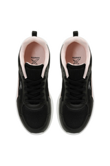 Sporline Kinetix 5P Grand siyah tekstil çocuk sneaker, üstten görünüm, pembe iç astar detaylı