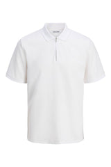 JACK&JONES JJEAUSTIN ZIP POLO SS NOOS 12279177 - Beyaz