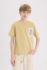 Defacto Çocuk Short Sleeve T-Shirt E3743A8 - Açık Kahve