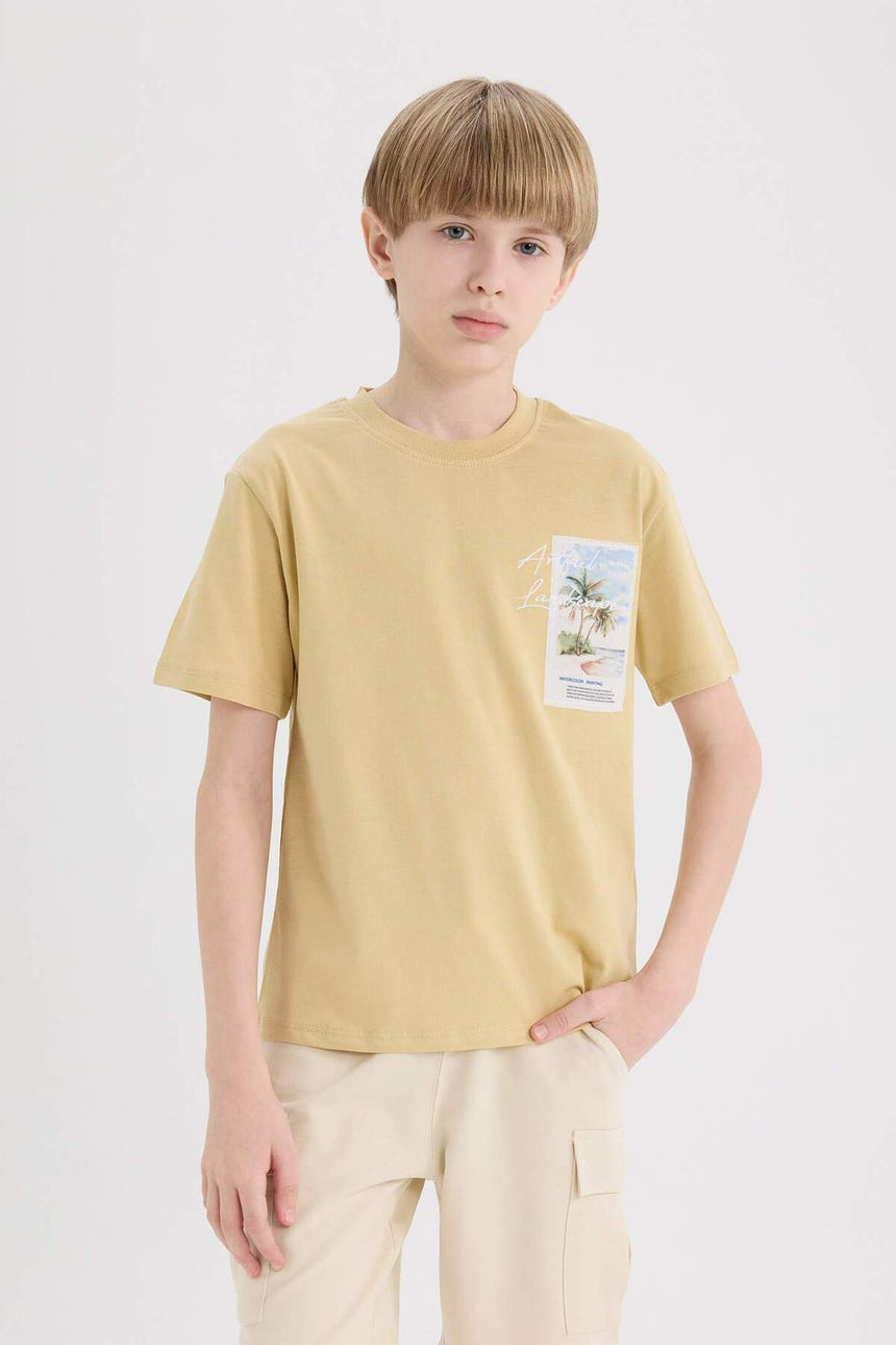 Defacto Çocuk Short Sleeve T-Shirt E3743A8 - Açık Kahve