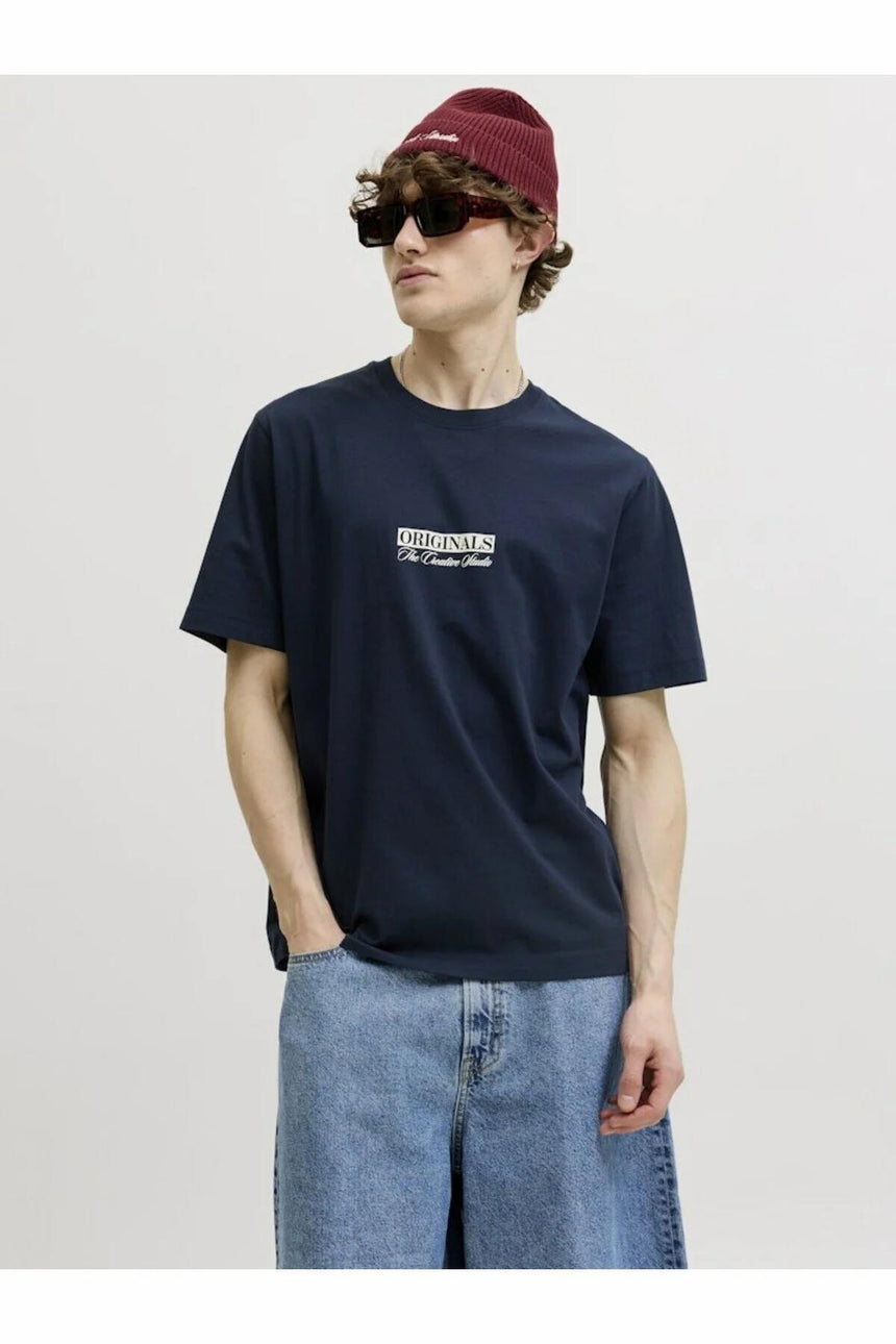 JACK&JONES JORSAVONA BOX TEE SS CN STYD SS26 12310070 - Koyu Mavi
