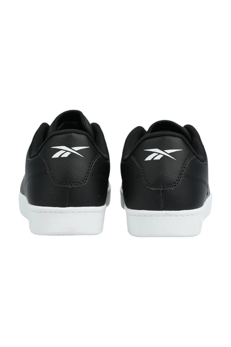 Sporline Reebok Unic Run I siyah erkek sneaker, deri ve tekstil malzemeli, topukta beyaz logo detaylı arka görünüm