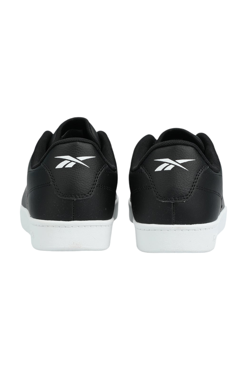Sporline Reebok Unic Run I siyah erkek sneaker, deri ve tekstil malzemeli, topukta beyaz logo detaylı arka görünüm