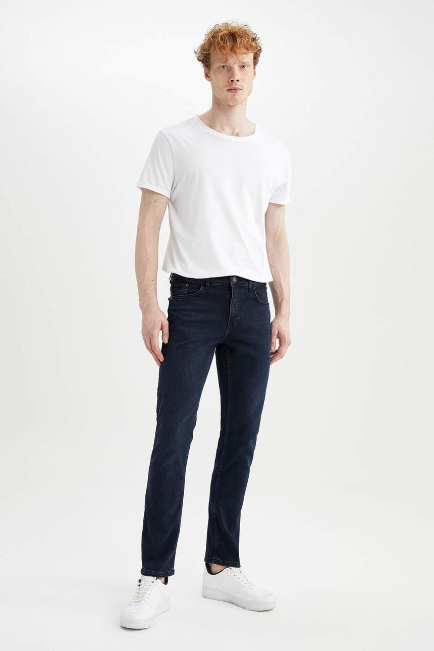 DeFacto W7086AZ Erkek Jean Pantolon - Mavi / Siyah