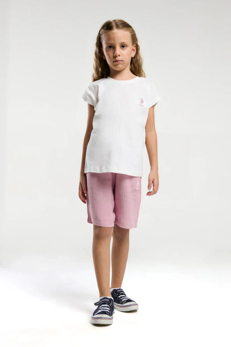 U.S. Polo Assn. Kız Çocuk Bermuda Takım US20924 - Beyaz