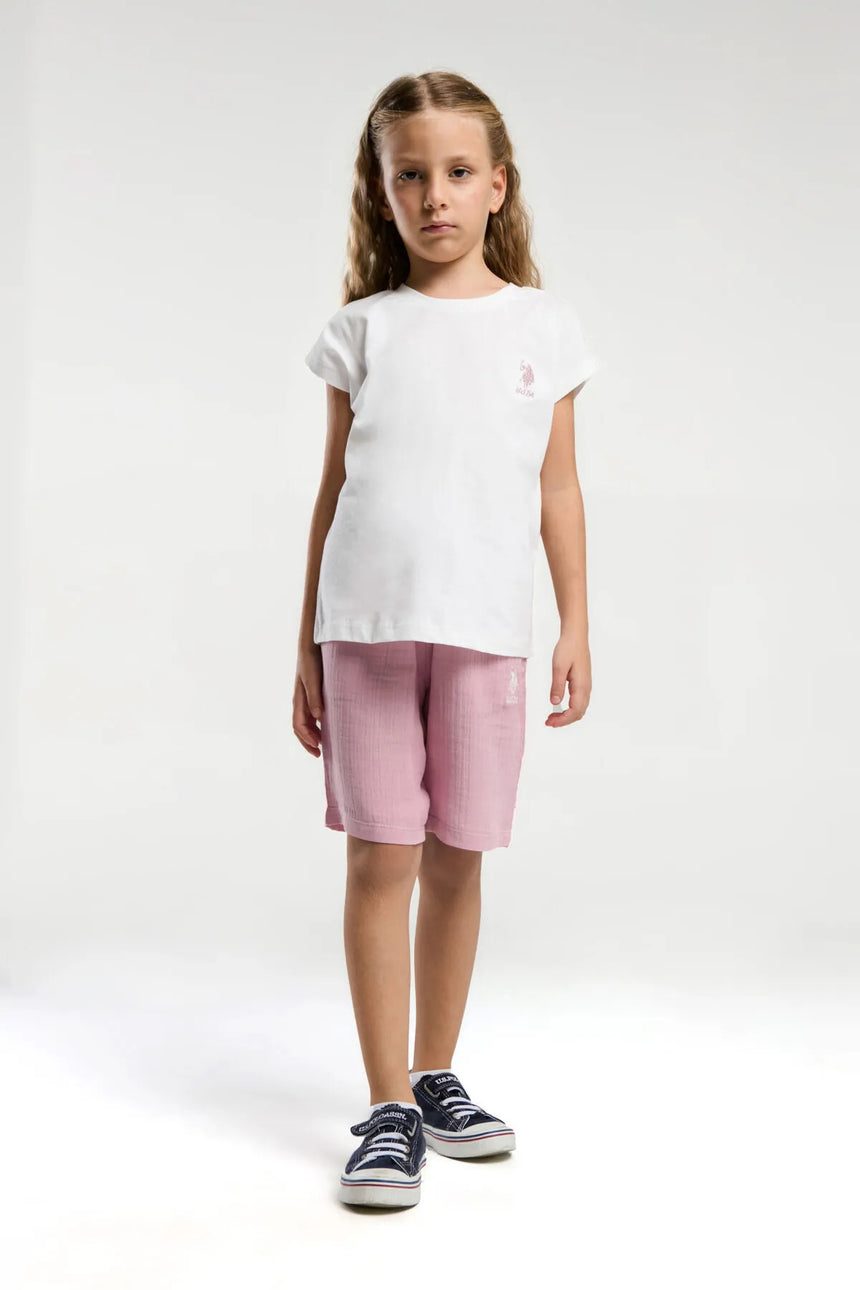 U.S. Polo Assn. Kız Çocuk Bermuda Takım US20924 - Beyaz