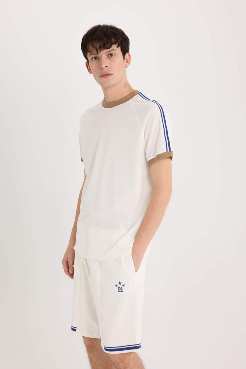 Defacto Erkek T-Shirt C2563Ax - Ekru