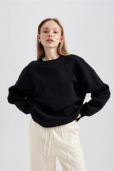 Defacto Kadın Sweat Shirt Y1346Az - Siyah