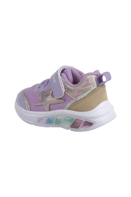Sporline Buckhead lila renkli, yıldız detaylı ve ışıklı tabana sahip cırt cırtlı çocuk sneaker ayakkabı