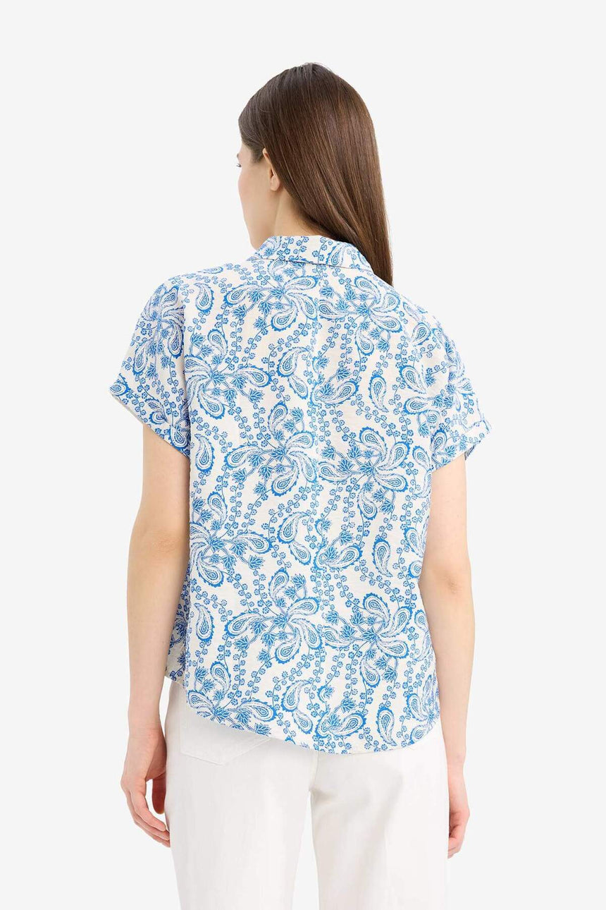 Defacto Kadın Short Sleeve Blouse E7595Ax - Mavi