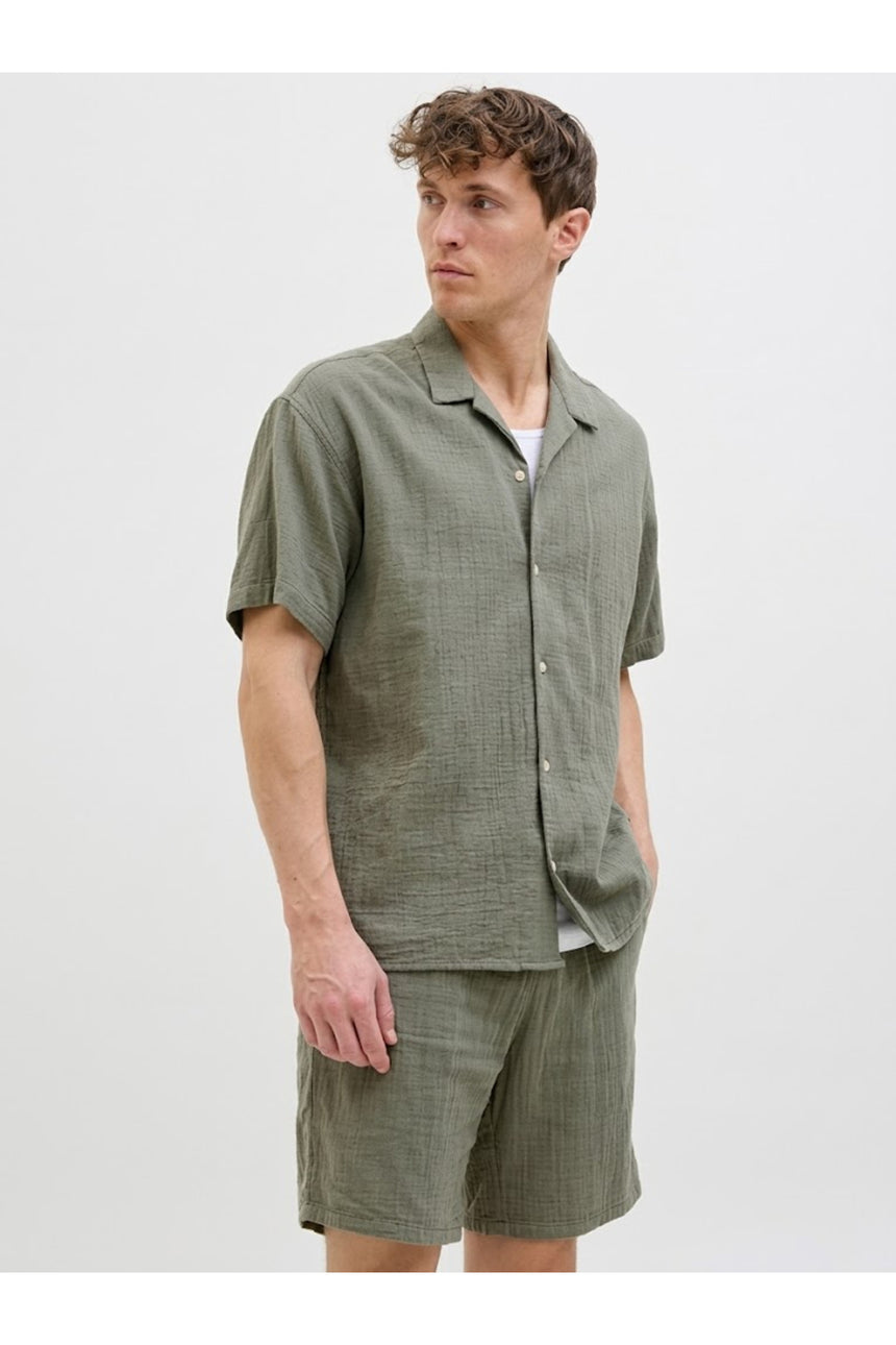JACK&JONES JJETYSON RESORT SHIRT SS LN PLS 12289545 - Haki Yeşil