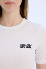 Defacto Kadın Short Sleeve T-Shirt E5068Ax - Ekru