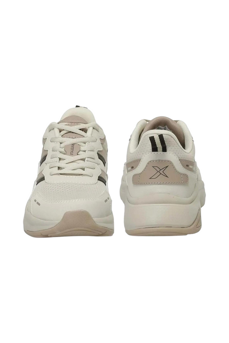 Sporline Kinetix Tiona TX bej ve açık kahverengi erkek sneaker, tekstil ve PU karışımlı günlük spor ayakkabı