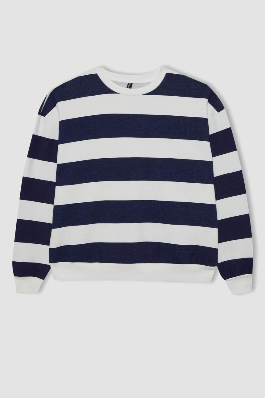 Defacto Kadın Sweat Shirt A1883Ax - Koyu Lacivert