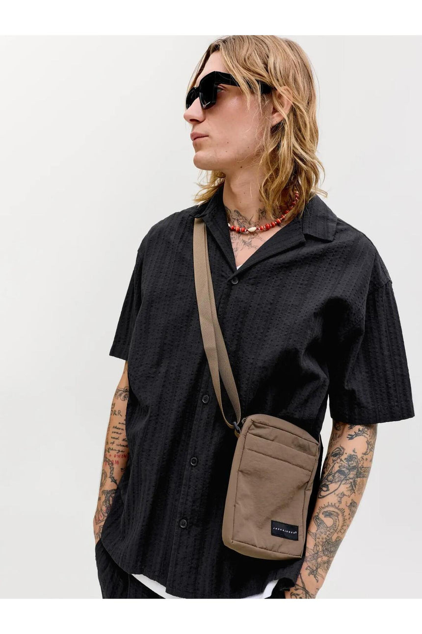 JACK&JONES JJETYSON RESORT SHIRT SS SN 12289457 - Siyah