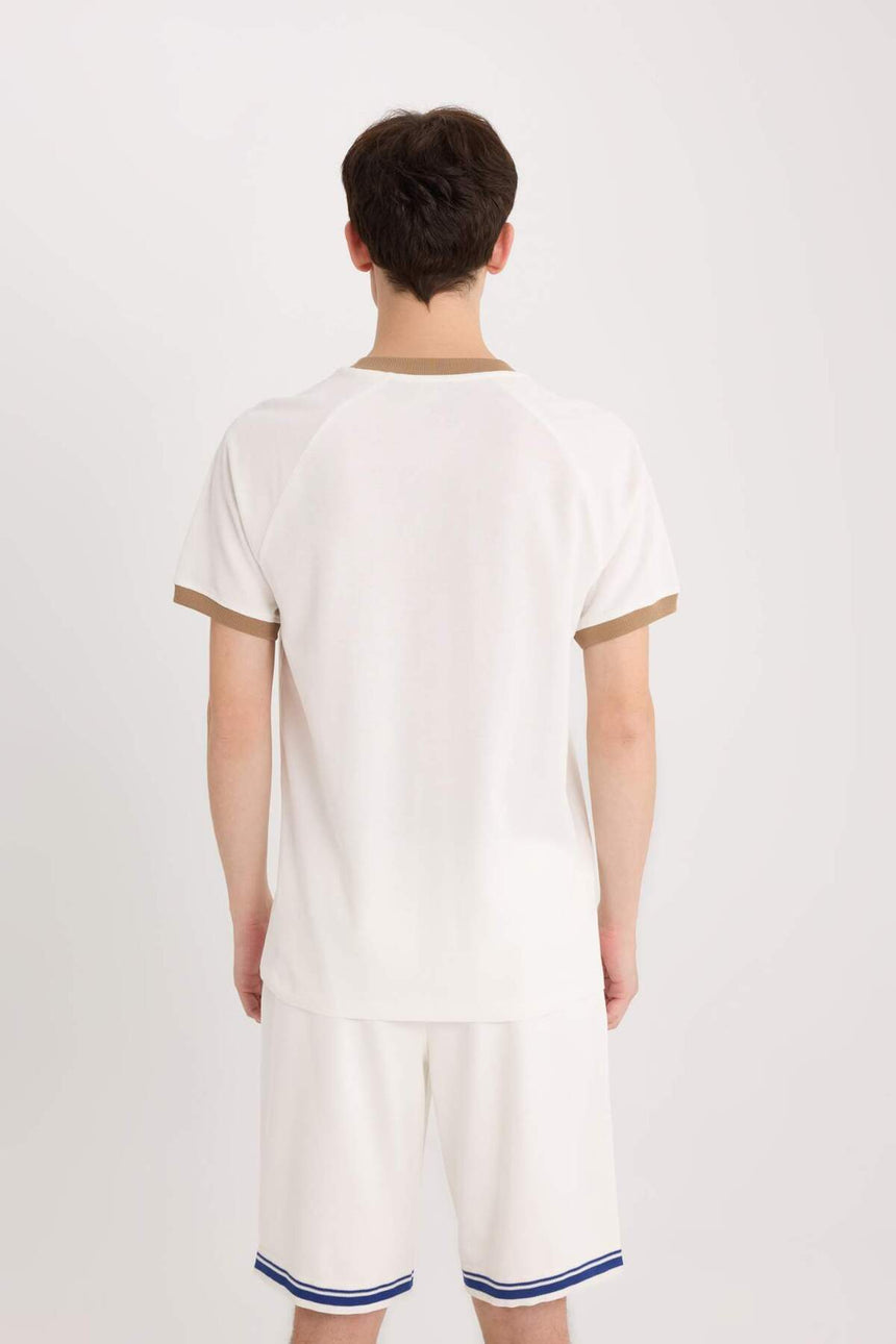 Defacto Erkek T-Shirt C2563Ax - Ekru