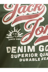 Jack & Jones Logo Erkek Büyük Beden T-Shirt 12284905 - Koyu Yeşil