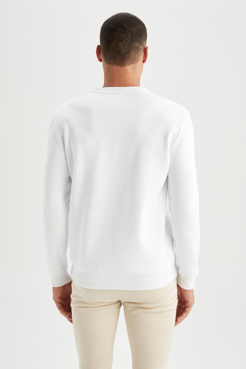 Defacto Erkek Sweat Shirt T3777Az - Kırık Beyaz