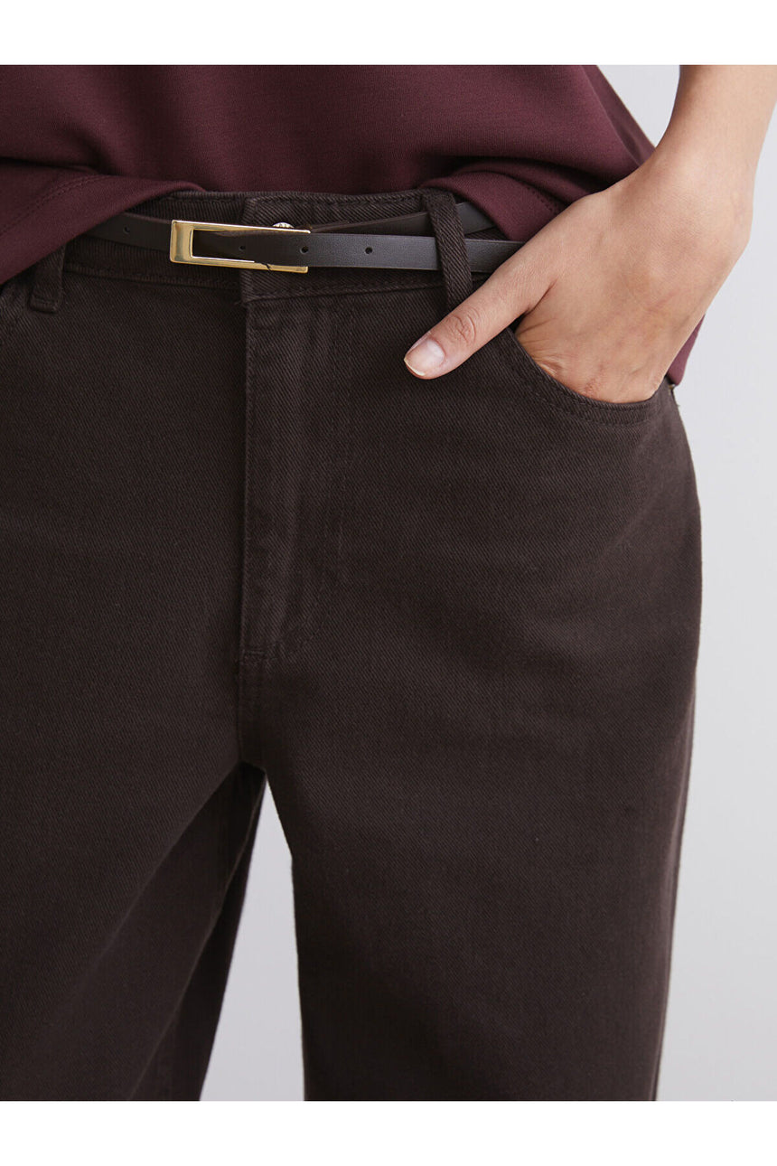 Lcw Kadın Pnt,Wideleg-Brown-Belt-Tkm W5Dg21F8 - Koyu Kahverengi