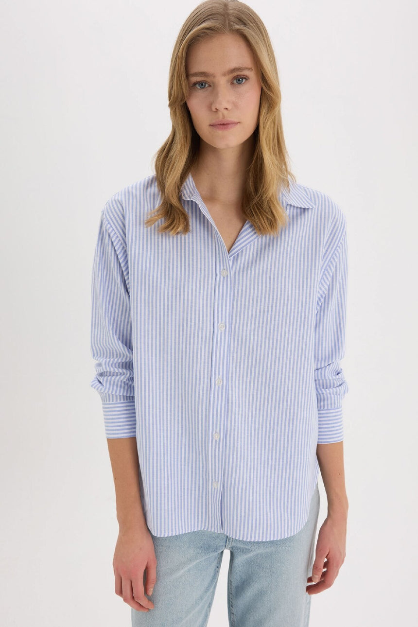 Defacto Kadın Long Sleeve Shirt D4015Ax - Mavi
