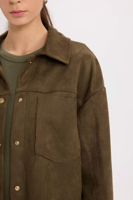 Defacto Kadın Long Sleeve Shirt B2983AX - Koyu Yeşil