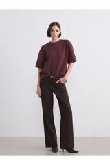 Lcw Kadın Pnt,Wideleg-Brown-Belt-Tkm W5Dg21F8 - Koyu Kahverengi
