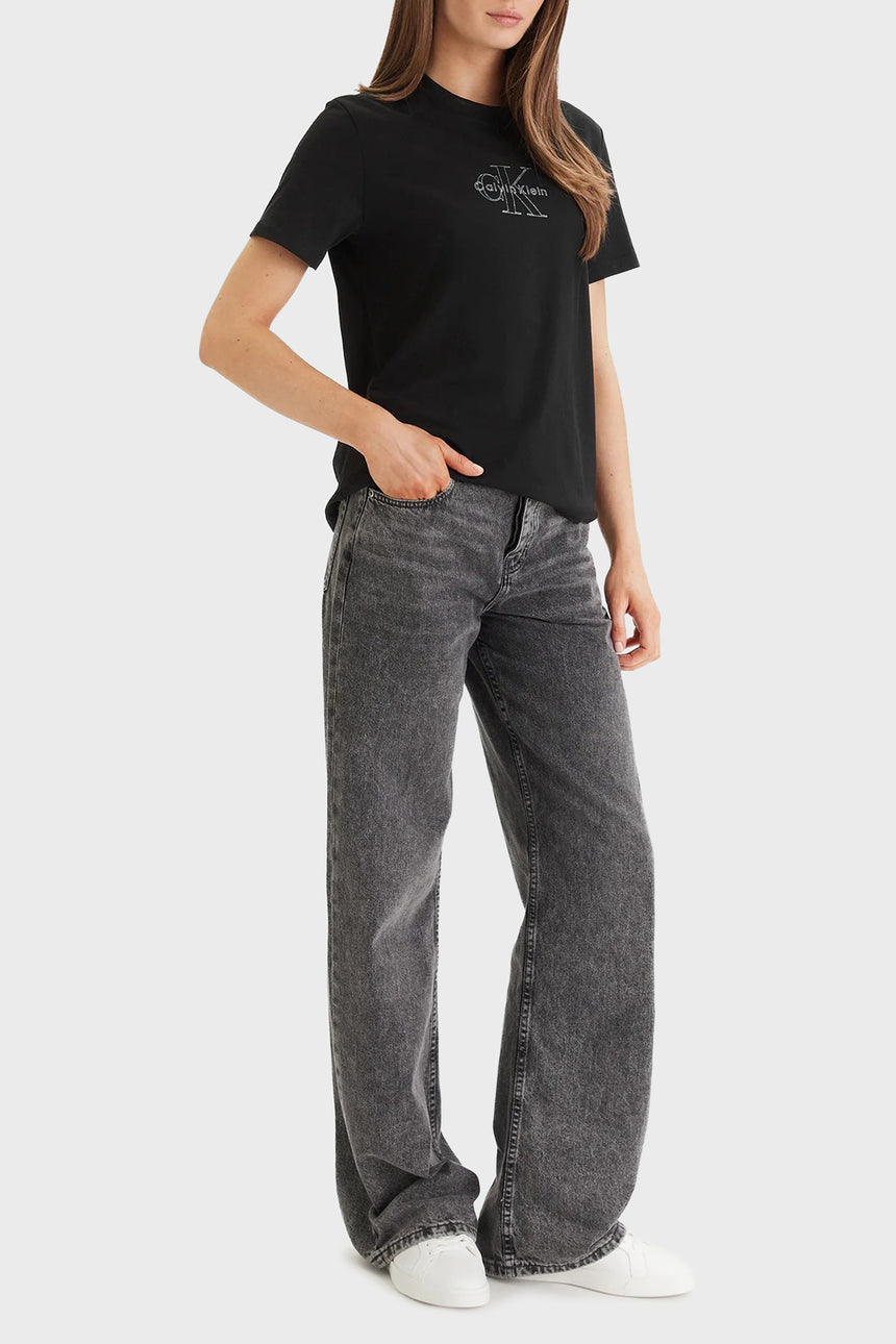 Calvin Klein Kadın SS CLASIC MONOLOGO TEE LV047F831G - Siyah