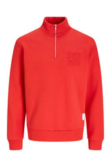 Jack & Jones Newove Erkek Dik Yaka Yarım Fermuarlı Sweatshirt 12299799 - Kırmızı