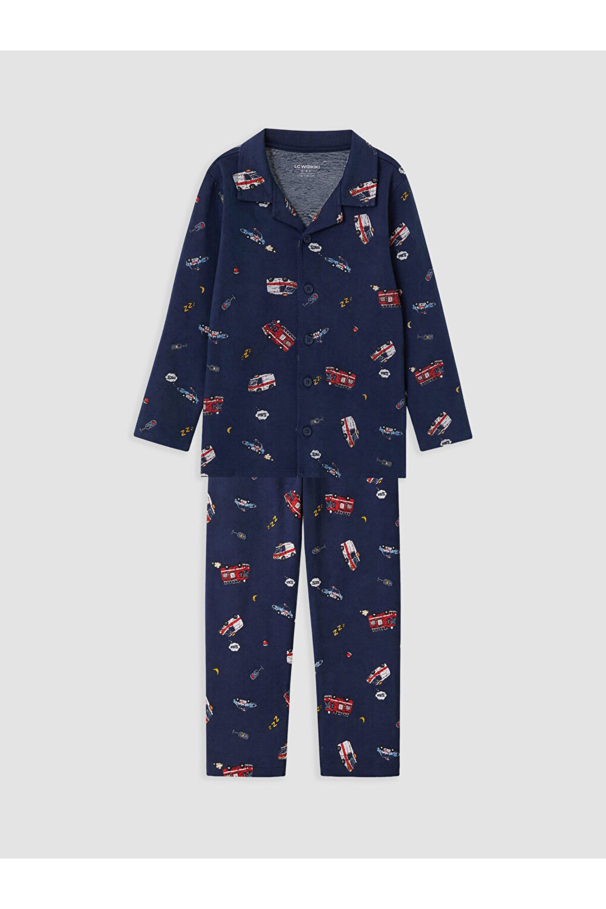 LC Waikiki Erkek Çocuk Penye Pijama Takımı W6C093D1 - Koyu Lacivert