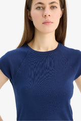 DeFacto C7334AX Kadın T-Shirt - Koyu Lacivert